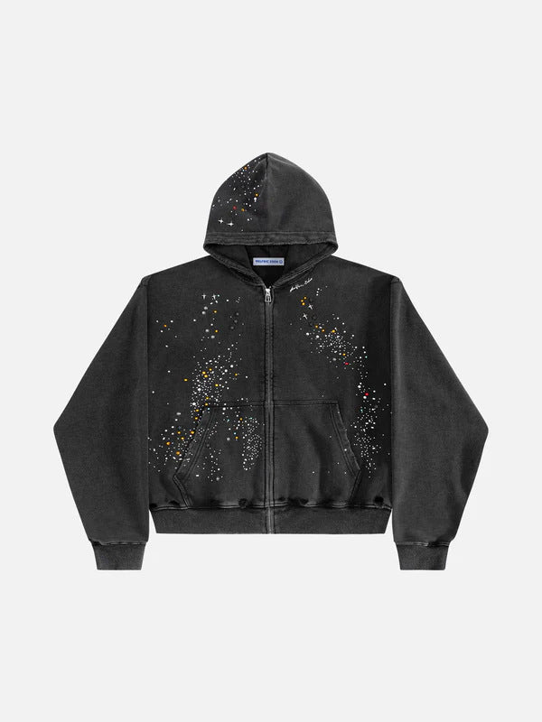 Rhinestone Hooded Sweatshirt